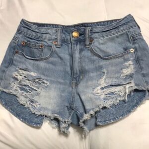 AE distressed high waisted jean shorts